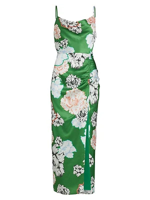 Lilianna Petals In Bloom Satin Midi-Dress
