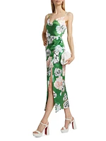 Lilianna Petals Bloom Satin Midi-Dress