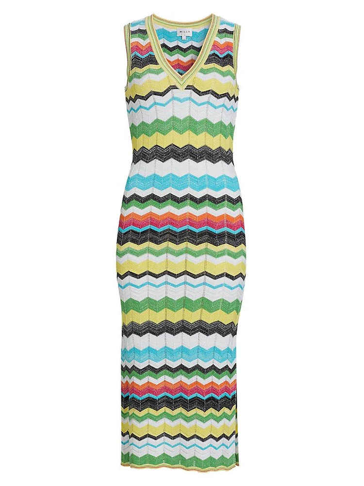 Zigzag Knit Midi-Dress