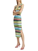 Zigzag Knit Midi-Dress