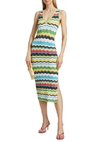 Zigzag Knit Midi-Dress