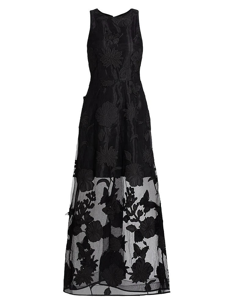 Hannah Embroidered Organza Maxi Dress