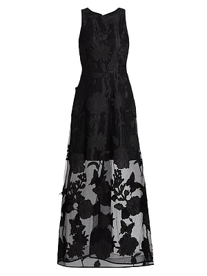 Hannah Embroidered Organza Maxi Dress