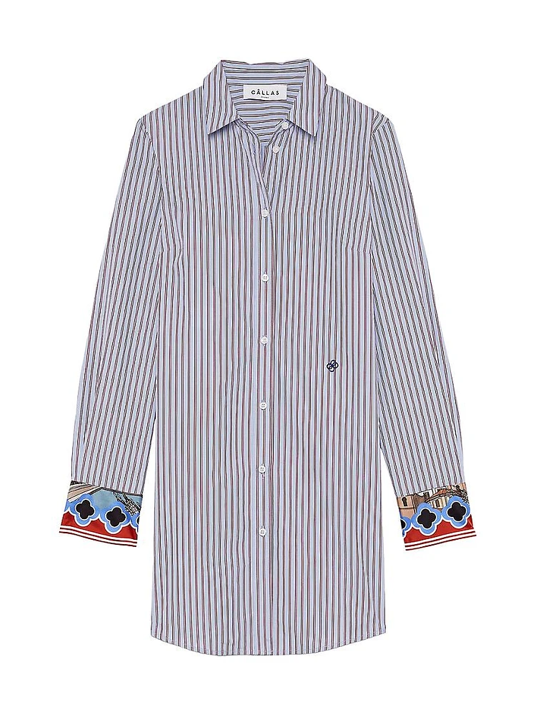 Carole Stripe Poplin Shirt-Dress Peony