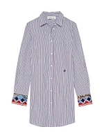 Carole Stripe Poplin Shirt-Dress Peony