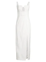 Franka Bonded Crêpe Notch Midi-Dress