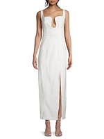 Franka Bonded Crêpe Notch Midi-Dress