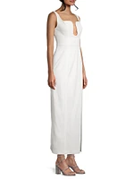 Franka Bonded Crêpe Notch Midi-Dress