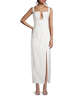 Franka Bonded Crêpe Notch Midi-Dress