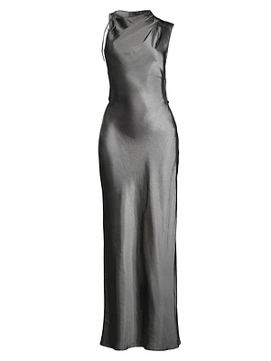 Santana Metallic Asymmetric Gown