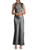 Santana Metallic Asymmetric Gown