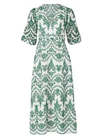 Glenda Embroidered Midi-Dress