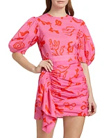 Pia Printed Puff-Sleeve Minidress