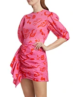 Pia Printed Puff-Sleeve Minidress