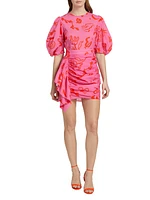 Pia Printed Puff-Sleeve Minidress