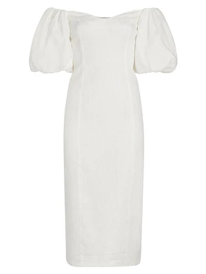 Karima Linen Off-The-Shoulder Midi-Dress