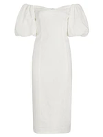 Karima Linen Off-The-Shoulder Midi-Dress