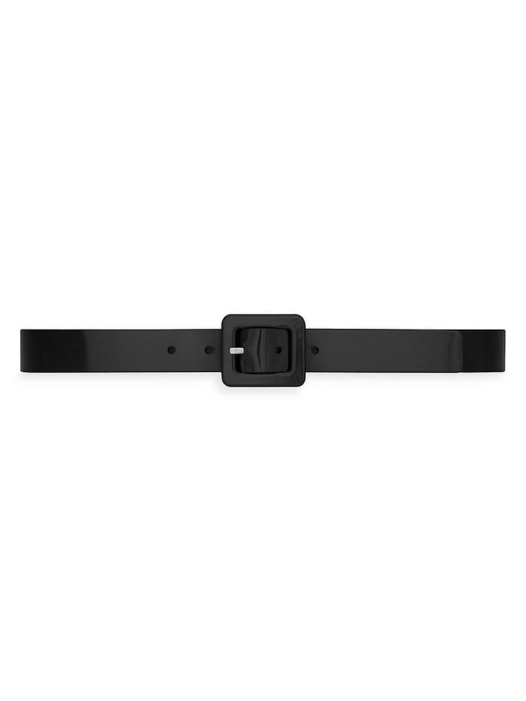 Square Buckle Belt Shiny Leather