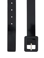 Square Buckle Belt Shiny Leather