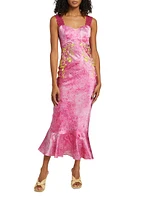 Mimi-C Embroidered Silk Satin Slipdress