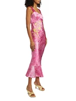 Mimi-C Embroidered Silk Satin Slipdress