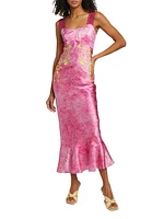 Mimi-C Embroidered Silk Satin Slipdress