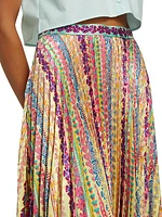 Kim Printed Pleated Midi-Skirt