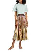 Kim Printed Pleated Midi-Skirt