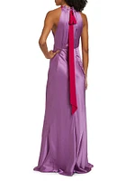 Michelle Hammered Silk Halter Gown