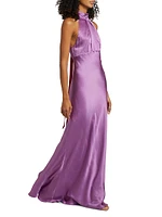 Michelle Hammered Silk Halter Gown