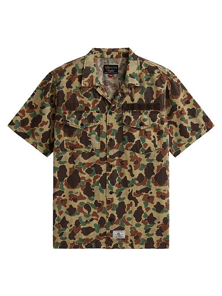 Camouflage Linen & Cotton-Blend Camp Shirt