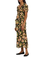 Elisabeth Floral Silk Georgette Ruffle Midi-Dress