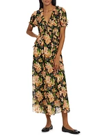 Elisabeth Floral Silk Georgette Ruffle Midi-Dress