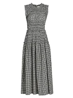 Mallory Check Smocked Midi-Dress