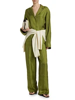 Monogram Silk Pajama-Style Top