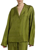 Monogram Silk Pajama-Style Top