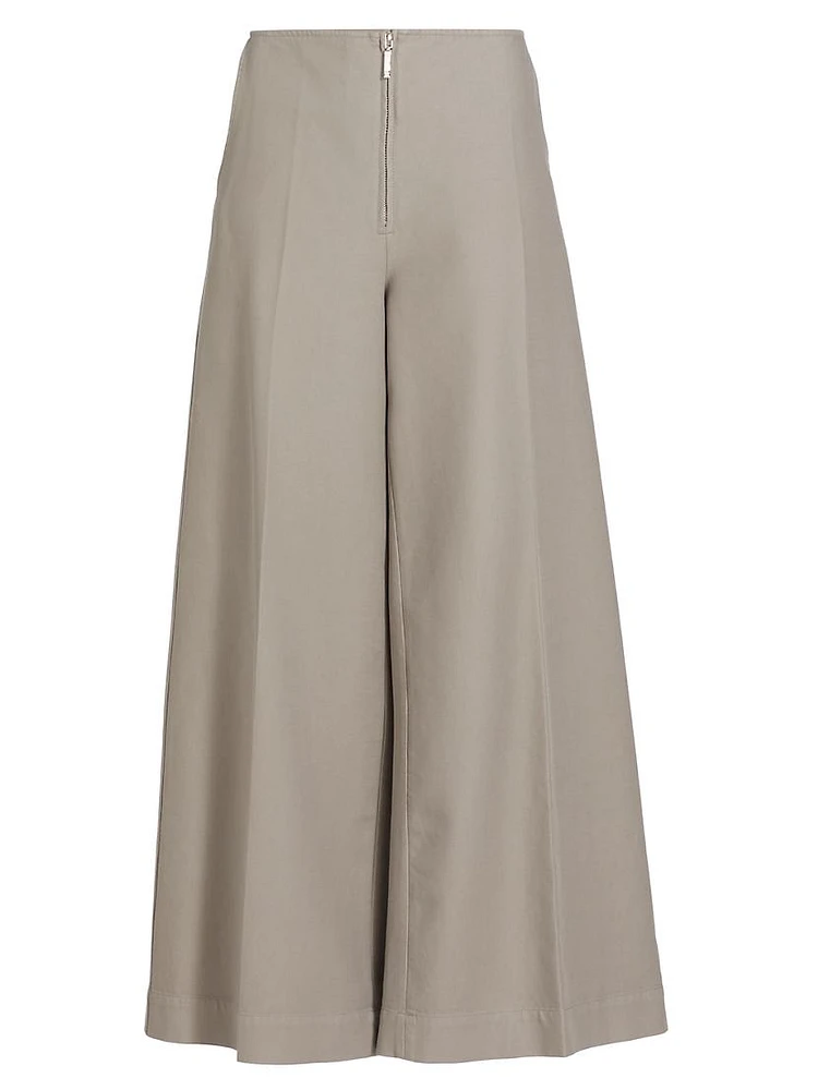 Zip-Front Wide-Leg Pant