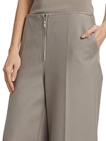 Zip-Front Wide-Leg Pant