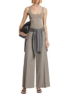 Zip-Front Wide-Leg Pant