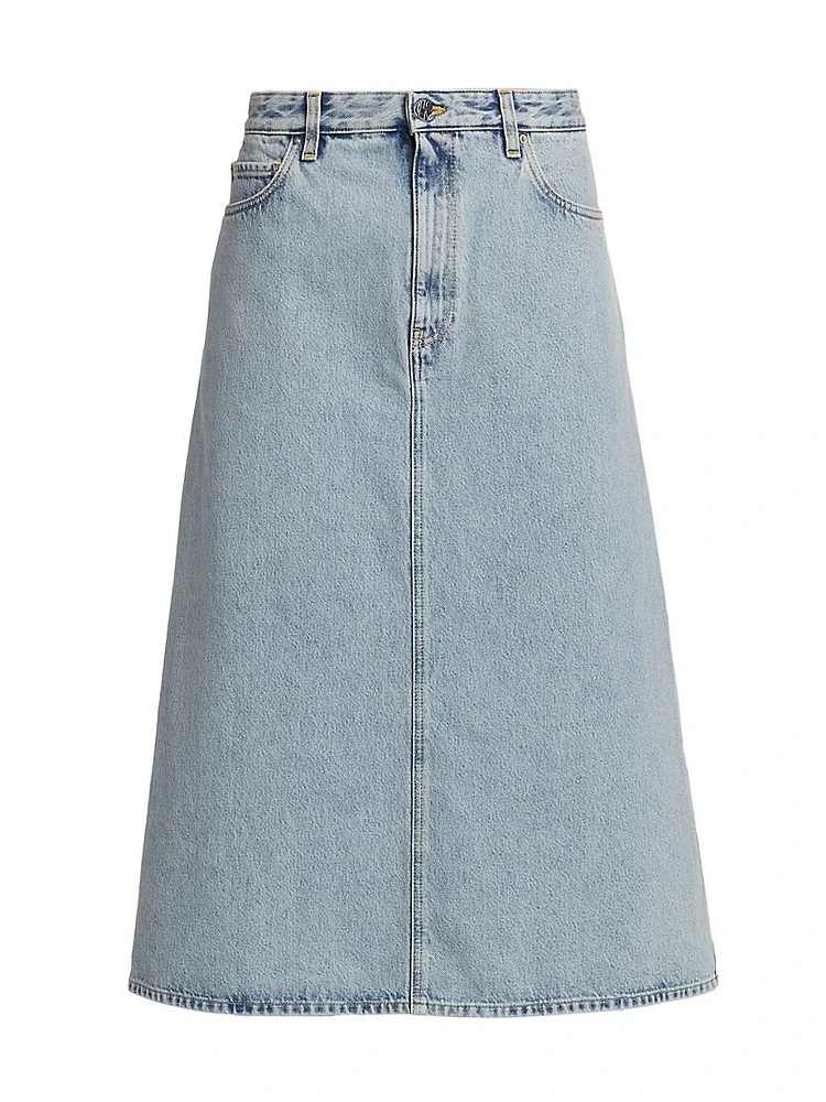 Denim A-Line Midi-Skirt