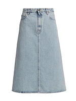 Denim A-Line Midi-Skirt