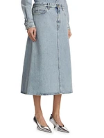 Denim A-Line Midi-Skirt