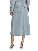 Denim A-Line Midi-Skirt