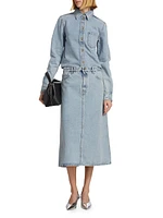 Denim A-Line Midi-Skirt