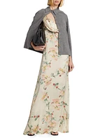 Twisted Floral Satin Maxi Dress