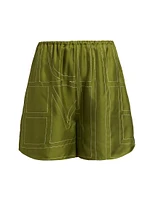 Monogram Silk Twill Pajama-Style Shorts