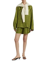 Monogram Silk Twill Pajama-Style Shorts