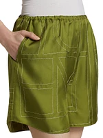 Monogram Silk Twill Pajama-Style Shorts