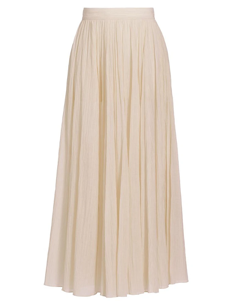 Crinkled Cotton Plissé Maxi Skirt