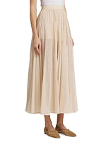 Crinkled Cotton Plissé Maxi Skirt